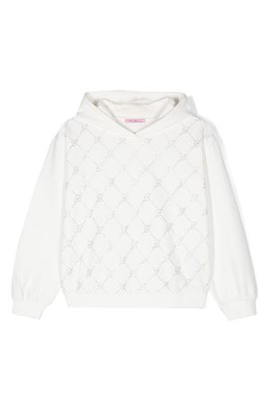 white cotton hoodie MISS BLUMARINE KIDS | IF4110F093910602